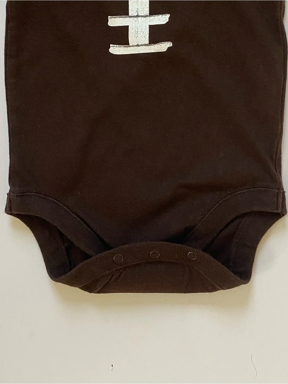 Football Style Bodysuit Size 6 9 Months Brown Cotton Stitching Sporty EUC Mint!